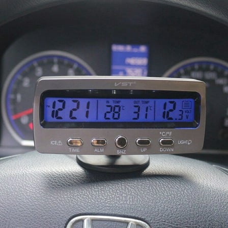 Araba Araç Oto Çok Fonksiyonlu İç ve Dış Termometre Saat Voltmetre Vst7045