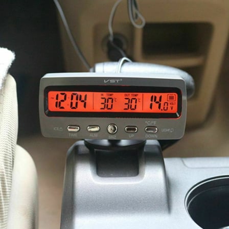Araba Araç Oto Çok Fonksiyonlu İç ve Dış Termometre Saat Voltmetre Vst7045