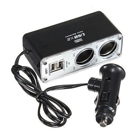 Araç Çakmak Çoklayıcı 2 Çakmak 2 Usb Çoğaltıcı Araba Soket