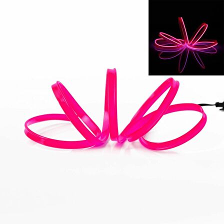 Araç İçi Torpido Şerit Ledi Renkli İp Neon Led 3 Metre Pembe