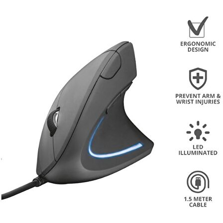 Dikey Optik Ergonomik Mouse Fare Kablolu Bilek Korumalı Gaming