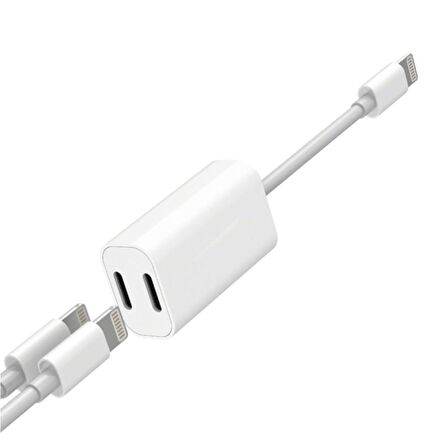 iPhone 7 8 Plus X Xr Xs 11 12 Pro Max Kulaklık Şarj 2in1 Adaptör