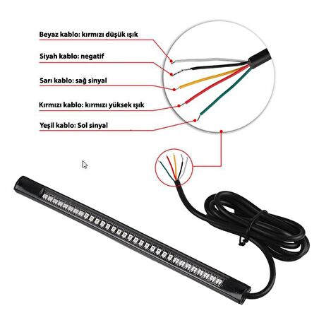 Motosiklet Led Stop Sinyal Çubuk Esnek Katlanabilir Yapıştırmalı