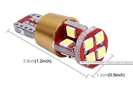 T10 3030 Park Led Ampülü 12 Ledli Canbus Beyaz