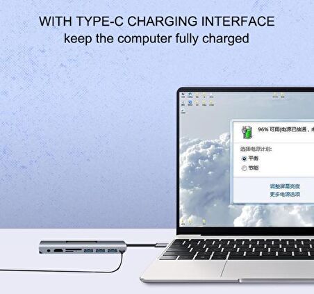 Type-C 9in1 4K Hdmi Vga Micro SD TF Kulaklık 3 Usb Şarj Girişli