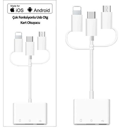 Type-C iPhone Micro Usb Çok Fonksiyonlu Usb Otg Kart Okuyucu