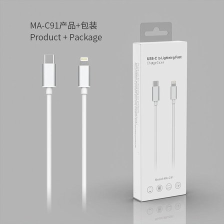 Type-C to iPhone Lightning QC 3.0 5 Amper Şarj Data Kablosu MAC91