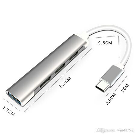 Type-C Usb 3.1 den 4 Adet USB 3.0 HUB Otg Çoğaltıcı Adaptörü C809