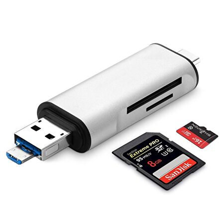 Type-C Usb 3.1 Micro Usb Usb 3.0 SD TF Micro SD Kart Okuyucu