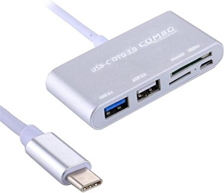 Type-C Usb C 3.1 Kart Okuyucu 2 Usb 3.0 Hub Micro Usb Şarj Girişi