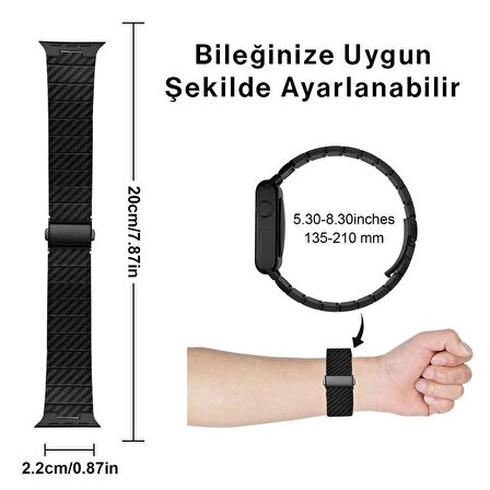 Apple Watch 4 5 6 7 8 Ultra 44mm 45mm Karbon Dizayn Kordon Kayış
