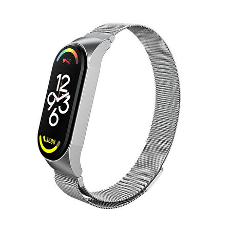 Xiaomi Mi Band 7 Uyumlu Metal Hasır Manyetik Kordon Kayış