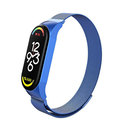 Xiaomi Mi Band 7 Uyumlu Metal Hasır Manyetik Kordon Kayış