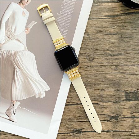 Apple Watch 4 5 6 7 8 Ultra 45mm 44mm 42mm İnci Taşlı Kordon