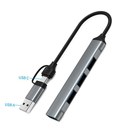 USB 3.0 Type-C 1xUSB 3.0 3xUsb 2.0 HUB Otg Çoğaltıcı UCA9701