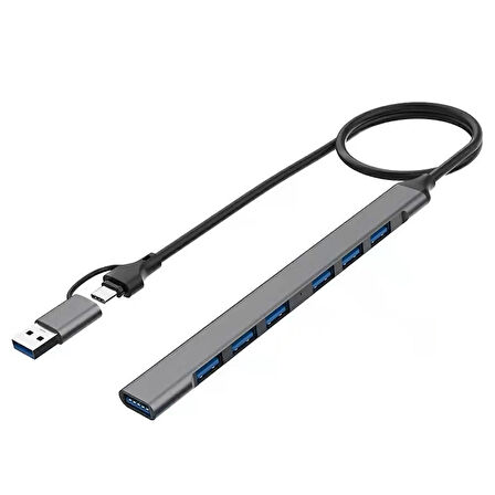 7in2 USB 3.0 Type-C 1xUSB 3.0 6xUsb 2.0 HUB Otg Çoğaltıcı UCA9702