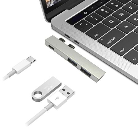 Macbook Pro Air için 2x Usb 3.0 Type-C Şarj Hub Adaptör Çevirici