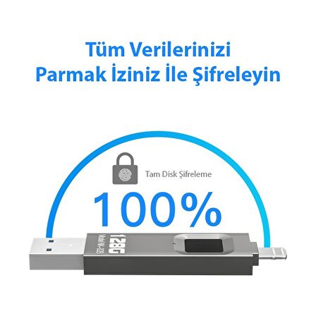 NK-828 128 GB Lightning-Usb Type A Çift Taraflı Parmak İzi Korumalı Flash Bellek