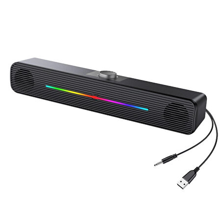 E-3544 Telefon Bilgisayar Tablet RGB Stereo Usb Hoparlör Soundbar