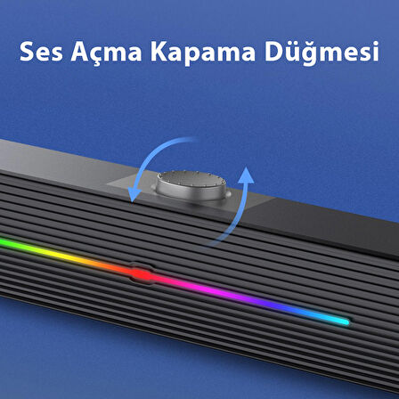 E-3544 Telefon Bilgisayar Tablet RGB Stereo Usb Hoparlör Soundbar