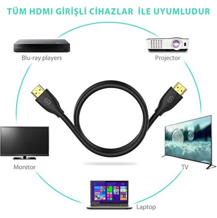 Syncwire 4K Altın Uçlu Ultra Hdtv 4K 60fps 18Gbps Hdmi Kablo 2mt