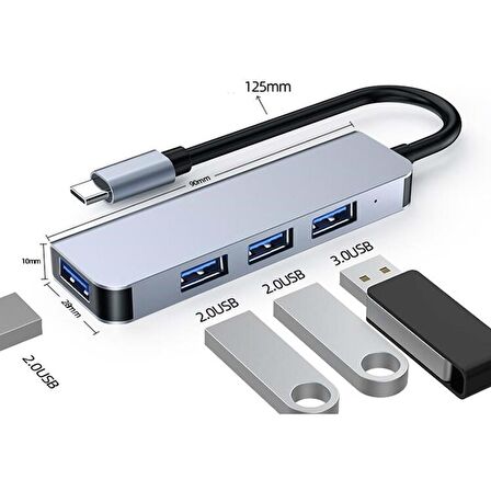 Type-C 1xUSB 3.0 3xUsb 2.0 HUB Otg Çoğaltıcı Adaptörü BYL-2013T