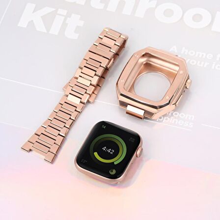 Apple Watch 4 5 6 44mm Paslanmaz Çelik Zırh Armor TME Kasa Kordon