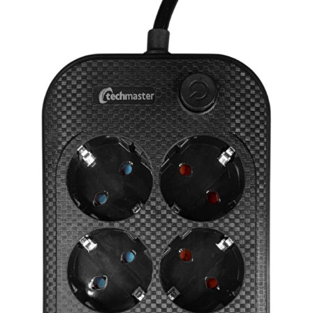 Techmaster 3 Usb Akım Çocuk Korumalı 6lı Priz 2mt Kablo