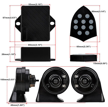 Mrsogo Araç Otomobil 12 Volt Elektronik Salyangoz Korna Siren 10 Ses