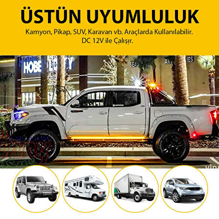 Pick Up Off Road Karavan Suv Yan Basamak Ledi DRL Sinyalli 150cm