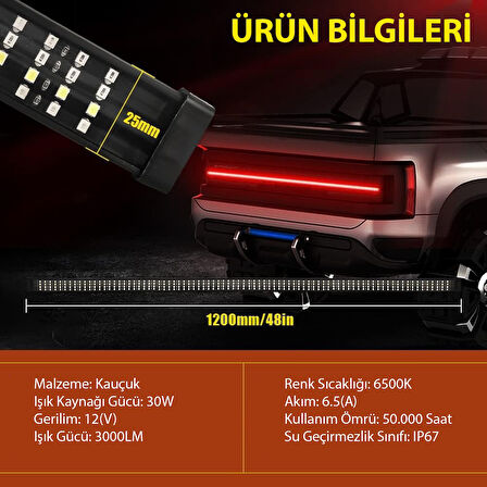 Pick Up Off Road 4x4 Bagaj 4 Sıra Kayan LED Sinyalli 5 Modlu 120cm