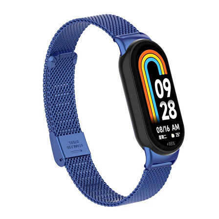 Xiaomi Mi Band 8 Mi Band 9 Uyumlu Paslanmaz Metal Hasır Tokalı Kordon Kayış