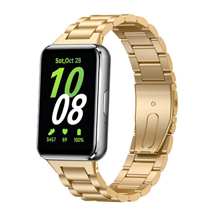 Samsung Galaxy Fit 3 R390 Uyumlu Metal Baklalı Çelik Kordon Kayış