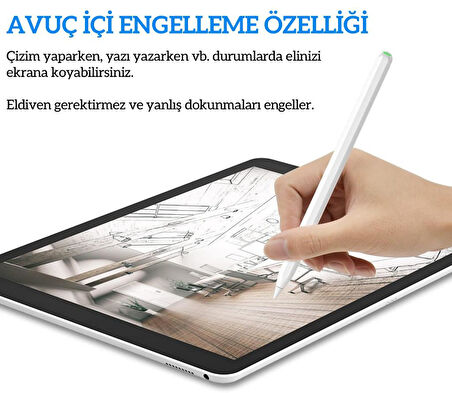 iPad Air 4 5 Pro 11 12.9 Mini 6 Uyumlu Kablosuz Şarj Palm Rejection Stylus Kalem