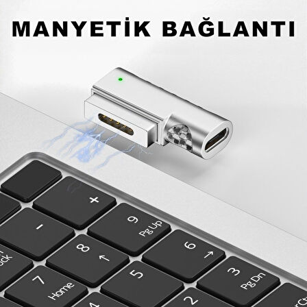 Type-C To Magsafe 2 85W a Kadar Destekli L Model Şarj Çevirici Adaptör