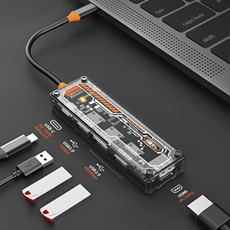 Type-C 3X Usb 3.0 Hub Pd HDMI Şarj Girişli Hub Çevirici Adaptör SW5H