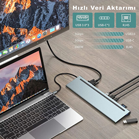 Notebook Dock Station Usb 3.1 Type C Uhd 4k Hdmı Minidp Vga Audio
