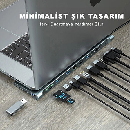 Notebook Dock Station Usb 3.1 Type C Uhd 4k Hdmı Minidp Vga Audio