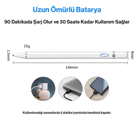 Tüm Cihazlar ile Uyumlu Stylus Hassas Yazı Çizim Kalemi 2. Nesil