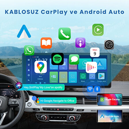 Kablosuz CarPlay Android Auto Ön Arka Araç Kamerası 10,26” Ekran Multimedya Navigasyon