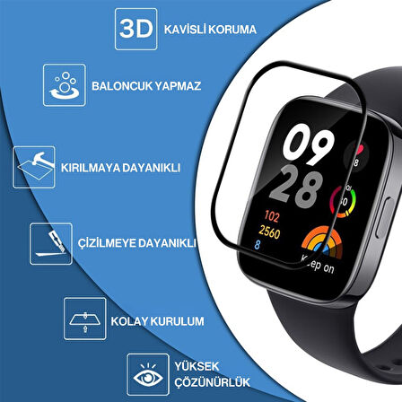 Xiaomi Redmi Watch 3 Uyumlu 3D Cam Full Ekran Koruyucu
