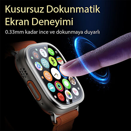 Apple Watch Ultra 49mm Uyumlu Metal Çerçeveli Ekran Koruyucu