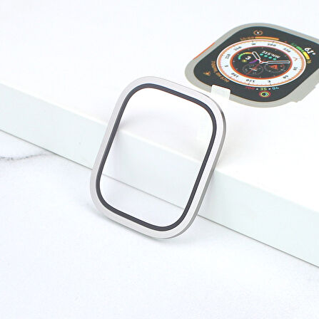 Apple Watch Ultra 49mm Uyumlu Metal Çerçeveli Ekran Koruyucu