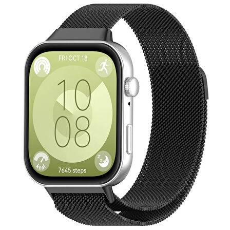 Huawei Watch Fit 3 Uyumlu Manyetik Mıknatıslı Hasır Kordon Kayış
