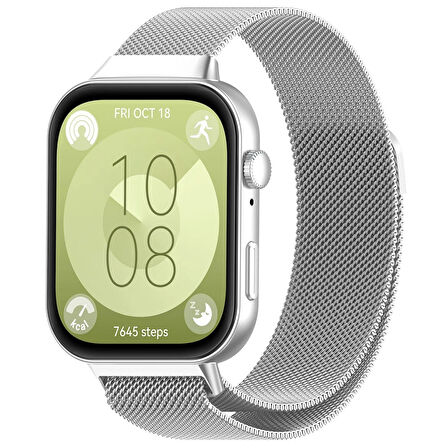 Huawei Watch Fit 3 Uyumlu Manyetik Mıknatıslı Hasır Kordon Kayış