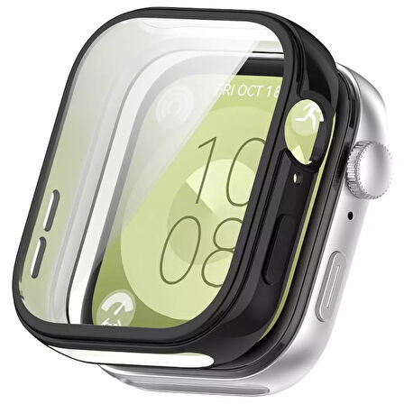 Huawei Watch Fit 3 Uyumlu Kasa Ekran Koruyucu 360 Tam Koruma Kılıf Kapak