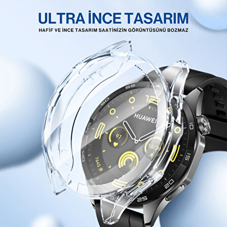 Huawei Watch Gt4 46mm Uyumlu Kasa Ekran Koruyucu 360 Tam Koruma Kılıf Kapak