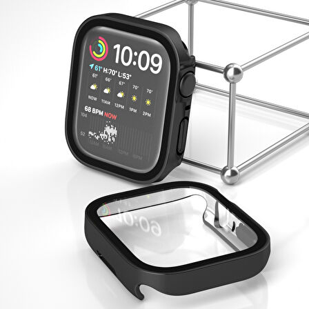 Apple Watch 6 7 8 9 40mm 41mm Uyumlu Rubber Kasa Ekran Koruyucu 360 Kılıf Kapak