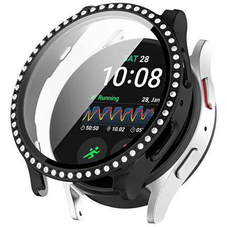 Samsung Galaxy Watch 4 5 6 7 44mm Uyumlu Parlak Taşlı Ekran Kasa Kılıf Koruyucu