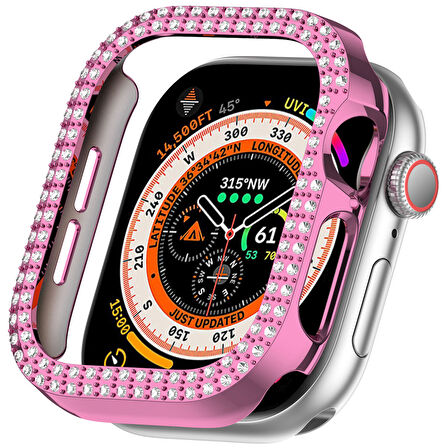 Apple Watch 10. Nesil 42mm Uyumlu Parlak Taşlı 360 Tam Koruma Kapak Kılıf